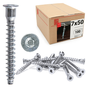 Konfirmát nabýtkový šroub 7x50 do dřeva pozinkovaný 100 ks.