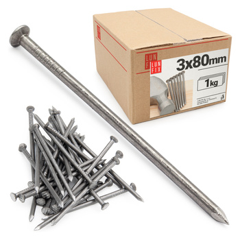 Stavební hřebíky 3 x 80 mm 3" černé 1 kg