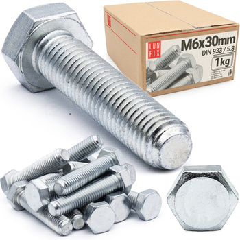 Metrický šroub M6x50 pozinkovaný DIN 933 třída 5.8 1kg