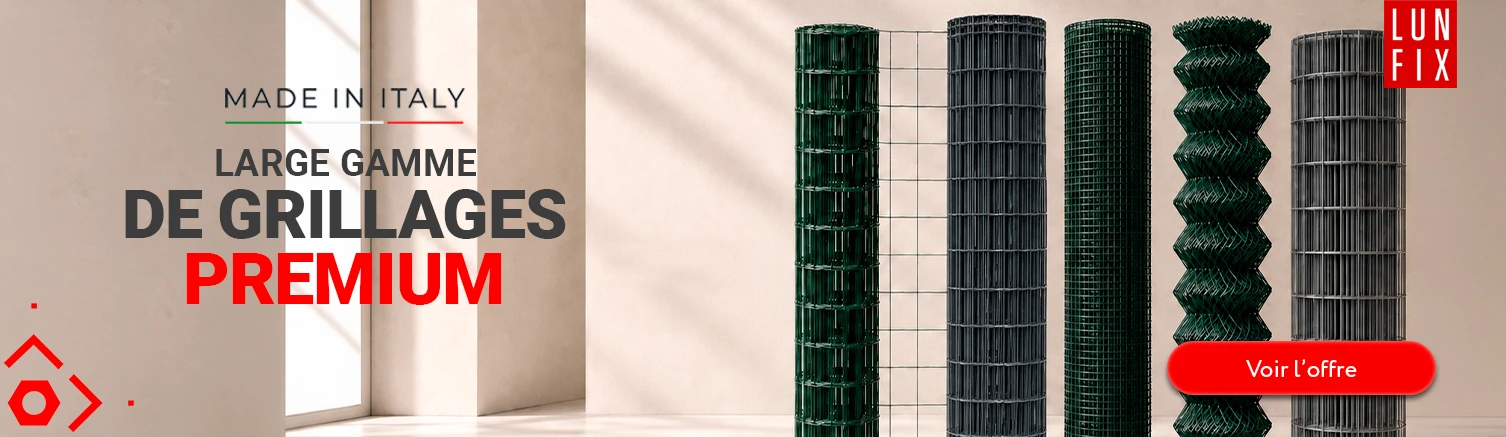 Bannière LUN FIX: Large gamme de grillages premium. Made in Italy. Lun Fix